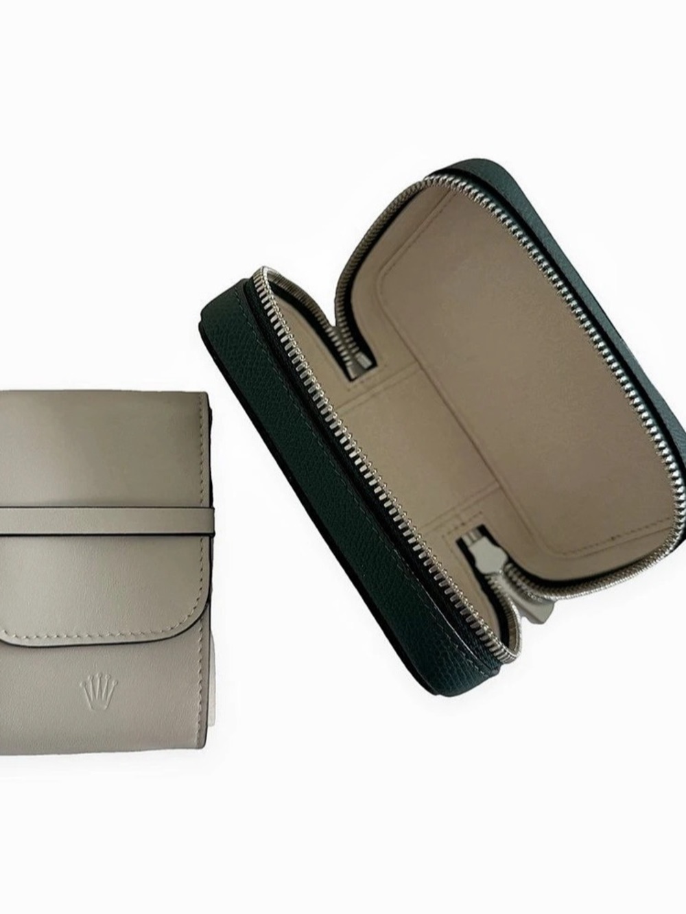Rolex Zippered Watch Travel Pouch (& Presentation Box) Green & Beige